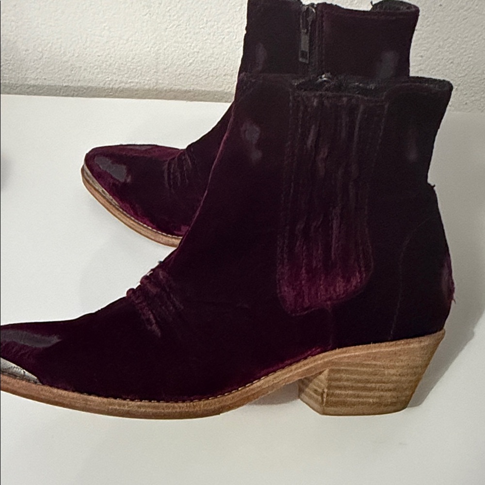 Free People Burgundy Velvet Ankle Booties - Picture 8 of 9